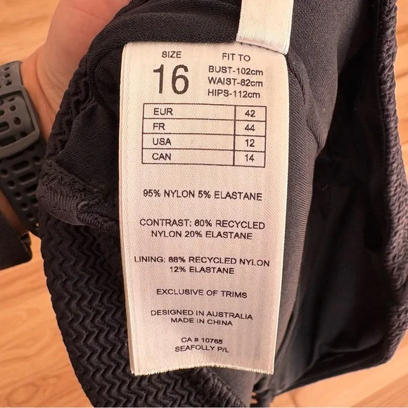 SEAFOLLY Sea Dive Halter Bandeau One Piece Swimsuit Black Vacation Beach Size 12 - Picture 8 of 8